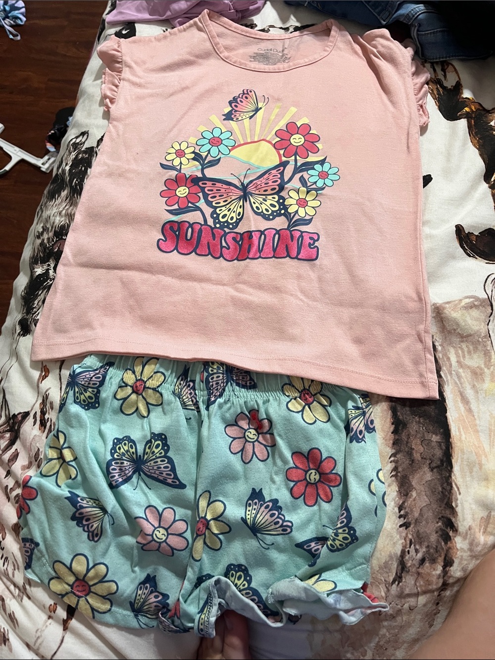Carter's Pink 'Sunshine' Butterfly & Floral Pajama Set